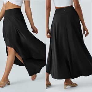 Halara Breezeful High Waisted Skirt Size XS NEW Black High Low Ruffle Flowy